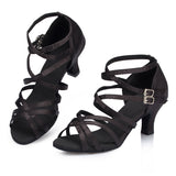 <transcy>Zapatos de baile de salón latino | Zapatos de salsa para mujer | Zapatos negros de tango con vendaje | Danceshoesmart</transcy>