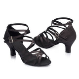 <transcy>Zapatos de baile de salón latino | Zapatos de salsa para mujer | Zapatos negros de tango con vendaje | Danceshoesmart</transcy>