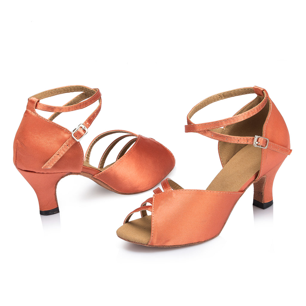 Satin Dance Shoes | Women's Ballroom Latin Dancing Shoes | Customized Heel | Danceshoesmart