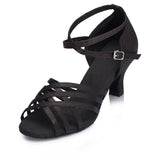 Dance Shoes | Party Ballroom Women Latin Shoes | Black Satin Salsa Shoes | Danceshoesmart