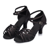 Dance Shoes | Party Ballroom Women Latin Shoes | Black Satin Salsa Shoes | Danceshoesmart