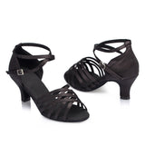 Dance Shoes | Party Ballroom Women Latin Shoes | Black Satin Salsa Shoes | Danceshoesmart