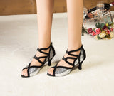 Glitter Latin Dance Shoes | Silver Female Ballroom Dance Shoes | Salsa Shoes | Danceshoesmart