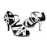 Black White Latin Dance Shoes Female Ballroom Salsa Dance Shoes