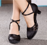 <transcy>Атласные женские туфли для современного танца | Черные туфли для бальных танцев танго | Крытый | Danceshoesmart</transcy>