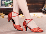 <transcy>Обувь для современного танца | Красные туфли для латинских женщин | Атласная обувь для бальных танцев | Danceshoesmart</transcy>