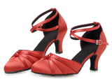 Modern Dance Shoes | Red Latin Shoes For Women | Satin Ballroom Dance Shoes | Danceshoesmart