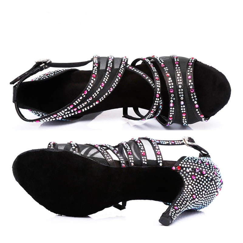<transcy>Zapatos de baile con tacón Zapatos de baile latino de tango para mujer Zapatos de baile de salón de encaje Moda</transcy>