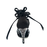Ladies Latin Dance Shoes | Black Satin Rhinestone | High Heels Salsa Dancing Shoes | Heel 10cm | Danceshoesmart