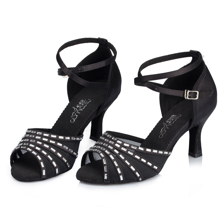 <transcy>Женские замшевые босоножки на каблуке Туфли для латинских танцев</transcy>
