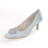 Women Bridal Wedding Shoes Satin Rhinestone Crystal Pumps Stiletto High Heel