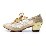 <transcy>Женская современная обувь | Обувь для бальных танцев Кружева | Низкий каблук с пайетками | Настраиваемая танцевальная обувь | Danceshoesmart</transcy>