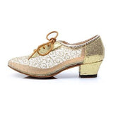 Women's Modern Shoes | Ballroom Dance Shoes Lace | Sequin Low Heel | Customizable Dance Shoes | Danceshoesmart