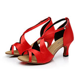 Women's Latin Dance Shoes | Salsa Ballroom Satin Shoes | Black Buckle | Indoor | Danceshoesmart