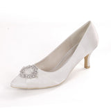 Women Bridal Wedding Shoes Satin Rhinestone Crystal Pumps Stiletto High Heel