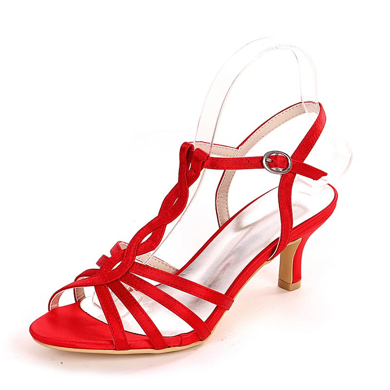 Women Satin Sandals Open Toe Stiletto Heel Pumps For Wedding Party